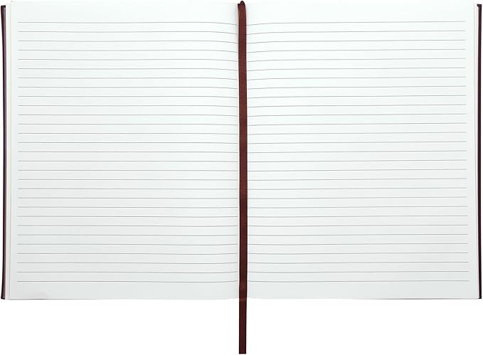 Eccolo Large Lined Journal Notebook, Flexible Cover, Writing Journal, 256 Ruled Ivory Pages, Ribbon Bookmark, Lay Flat, Desk Size for Work or School, Size 8X10, Brown Leatherette