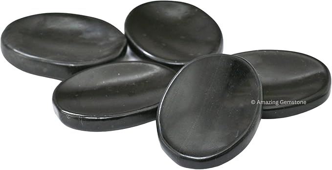 Amazing Gemstone Shungite Worry Stone Crystals and Healing Stones - Worry Stones for Stress Relief Gifts - Piedra Crystal Fidget for Meditation, Relaxation - Unique Stocking Stuffers