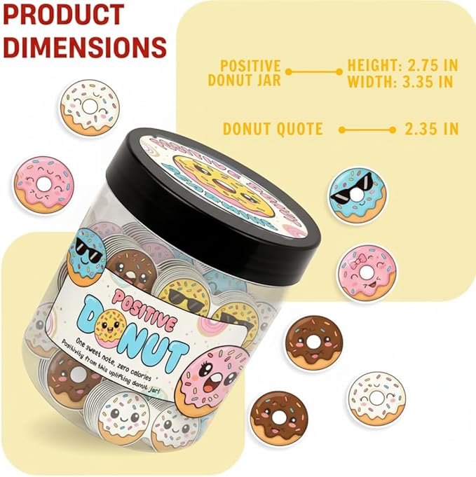60 Positive Donut Cards Jar, Affirmation Cards for Women, Emotional Support Donuts, Donut Gifts, Donut Themed Gift, Gifts for Women, Teen Girl Gift Trendy Stuff