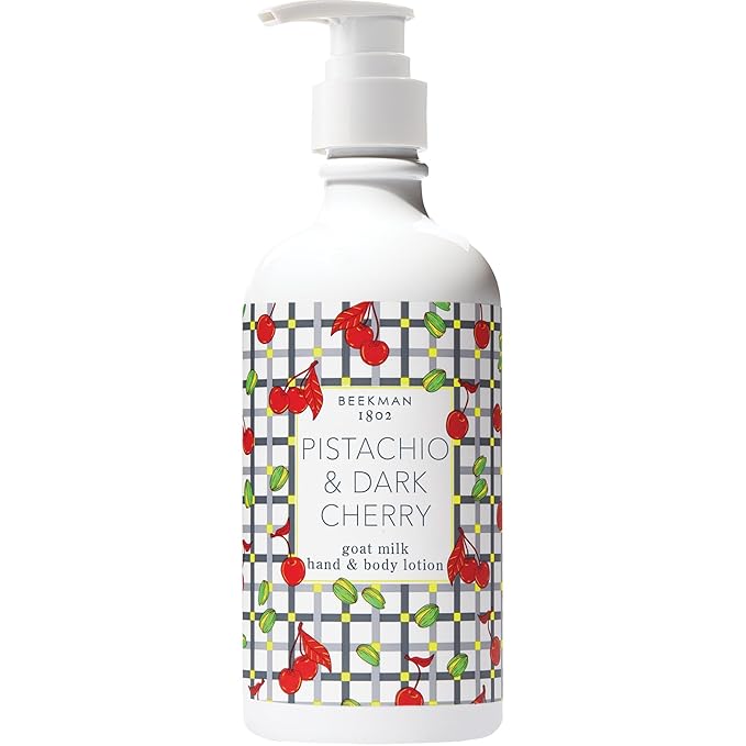 Beekman 1802 Pistachio & Dark Cherry Goat Milk Body Lotion- Scented - 12.5 oz - Hydrating & Deeply Moisturizing - With Shea Butter & Jojoba Seed Oil - Good for Sensitive Skin - Cruelty Free