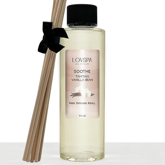 LOVSPA Soothe Tahitian Vanilla Diffuser Oil - Luxury Essential Oils for Diffuser Refill & Air Freshener Room Spray - Long-Lasting & Natural Home Fragrance, Scented Oil for Diffusers, USA Made, 4oz