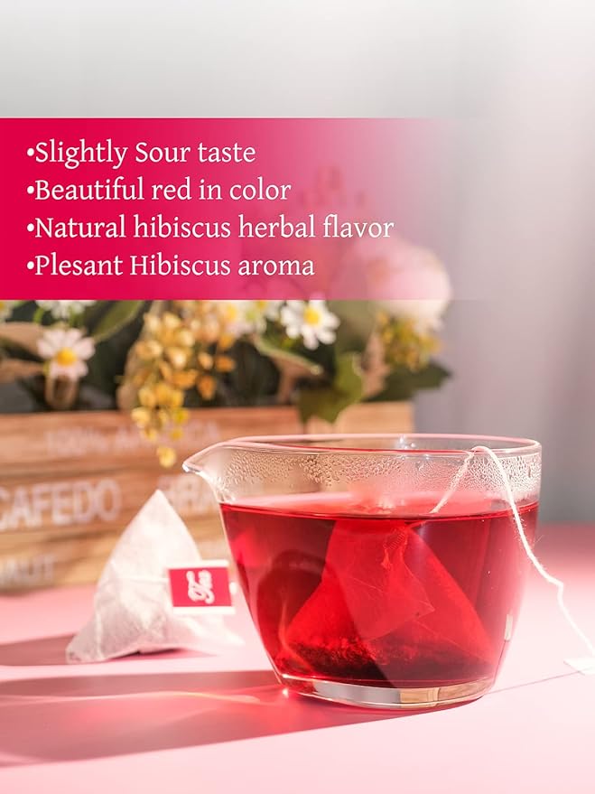 TeeLux Hibiscus Tea Bags, Natural Hibiscus Flowers Herbal Tea, Caffeine Free, Refreshing Tart Flavor, Hot & Iced Tea, 100 Count