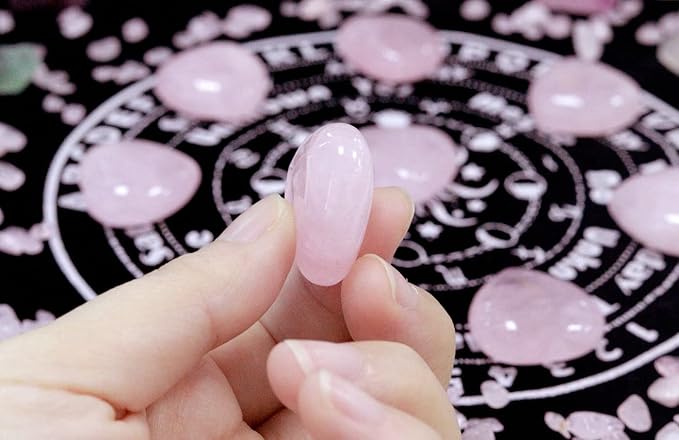 YATOJUZI 5PCS Rose Quartz Natural Heart Healing Crystals 1" Love Stones Sets Bulk Polished Pocket Palm Thumb Gemstones Energy Reiki Balancing Meditation Therapy