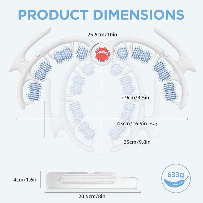 Cellulite Massage Tool Muscle Roller - Deep Fascia Massager & Dimpled Skin Remover for Legs, Thighs & Buttocks - Anti-Cellulite Roller, Smooth Skin, Pain Reliefs (Blue)