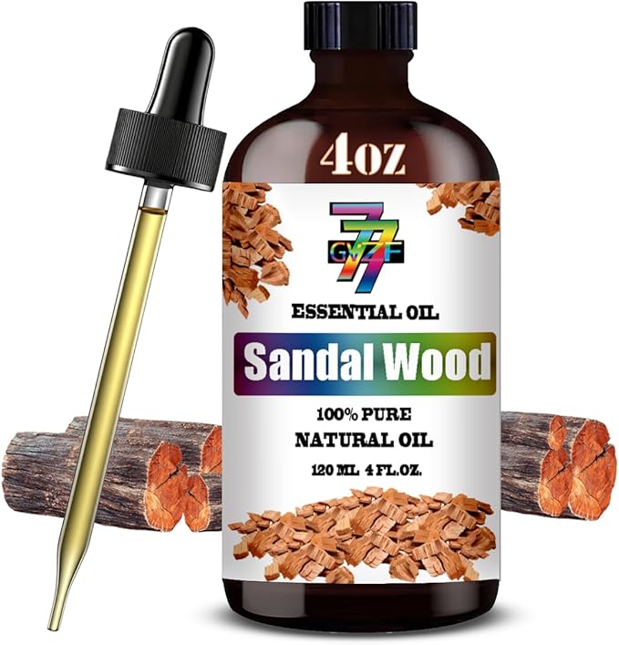 Sandalwood Essential Oil (4 oz/120 ml) — Sandalwood Oils for Aromatherapy, diffusers, humidifiers, Home fragrances, DIY Skincare, soap Making, DIY Candle, Relaxation, Yoga, and Meditation