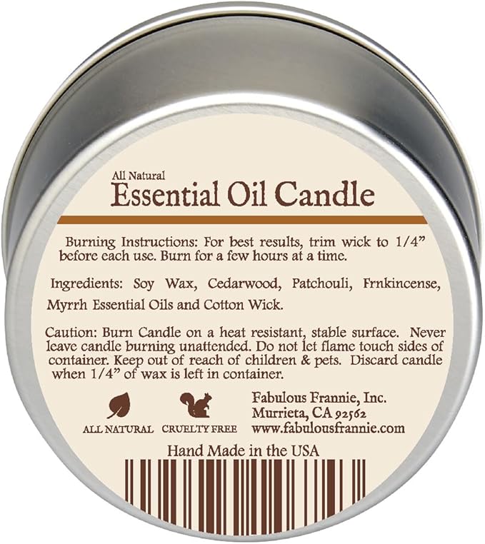 Fabulous Frannie All Natural Aromatherapy Soy Candle Travel tin Made with Pure Essential Oils 100 Hours Burn time 6oz (Chakra)