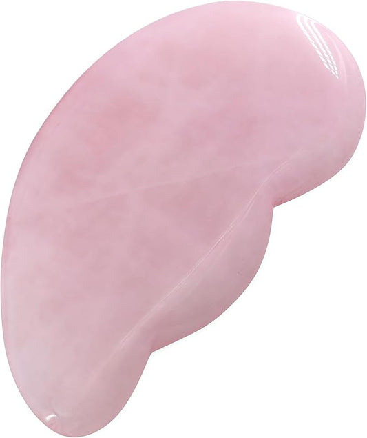 LZLRUN Rose Quartz Jade Roller Real Jade Gua Sha Board Mushroom Massager Face Lifting Tool Facial Guasha Massage Tool (Ear Shape)
