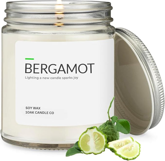1OAK Soy Wax Scented Candles (Bergamot) - Soy Candles for Home Scented - Long Burning Candles Premium - Hand-Poured (7oz.)