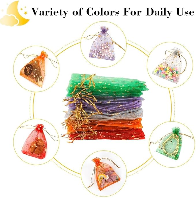 100 Pcs Mixed Colors Organza Gift Bags Small Jewelry Pouches Wedding Jewelry Bag 2x3 Inch Favour bags Lavender Bag for Wedding Birthday Party Christmas Candy Mesh Bags