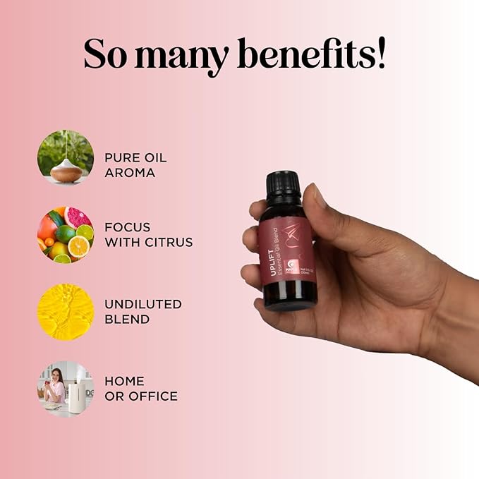 Uplift Aromatherapy Essential Oil Blend - Happy Essential Oil Blend with Calming Essential Oils for Diffusers for Home and Travel with Citrus Essential Oils and Pure Aromatherapy Oils for Diffusers