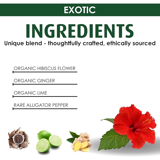 Premium Organic Hibiscus Tea Bags, 100% Natural and Organic Ingredients, Antioxidant Tea, Caffeine free | Authentic African Origin | Eco-conscious Teabags (15 count) , Supports Healthy Blood Pressure, Boosts Immune