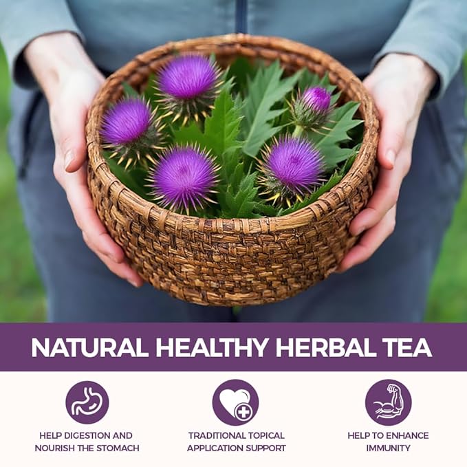 WOTIHA-Natural Milk Thistle Leaf Tea 180g.60 Herbal Tea Bags. for Liver Support .Detox Tea.Non-GMO • Additive-Free • Caffeine-Free