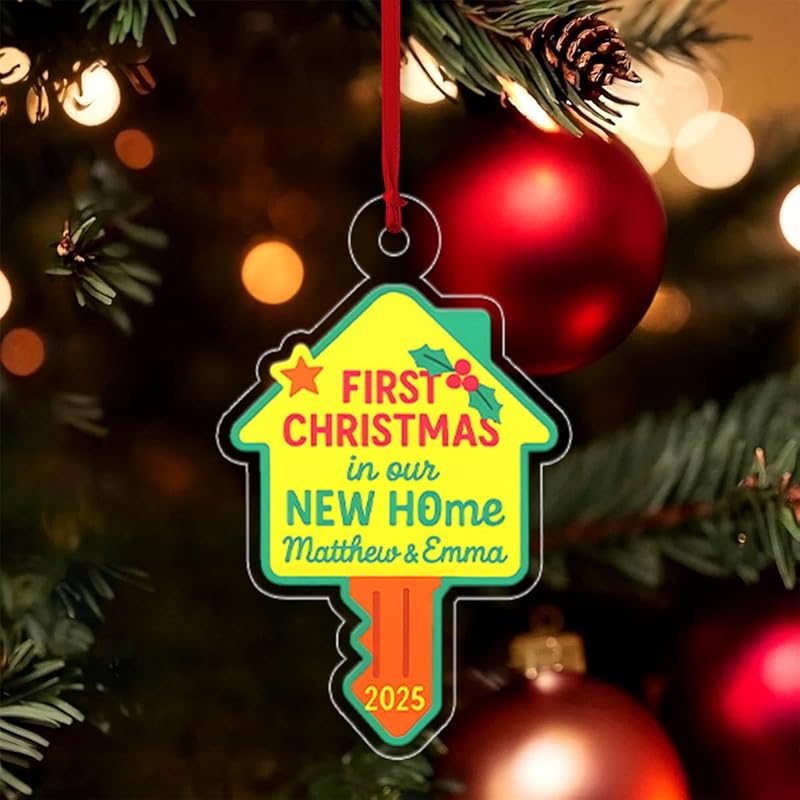 Personalized First Christmas In New Home Ornament, Custom Housewarming Ornament, New Home Gift, Couple Christmas Ornament, Holiday Keepsake Acrylic Ornament β Personalized