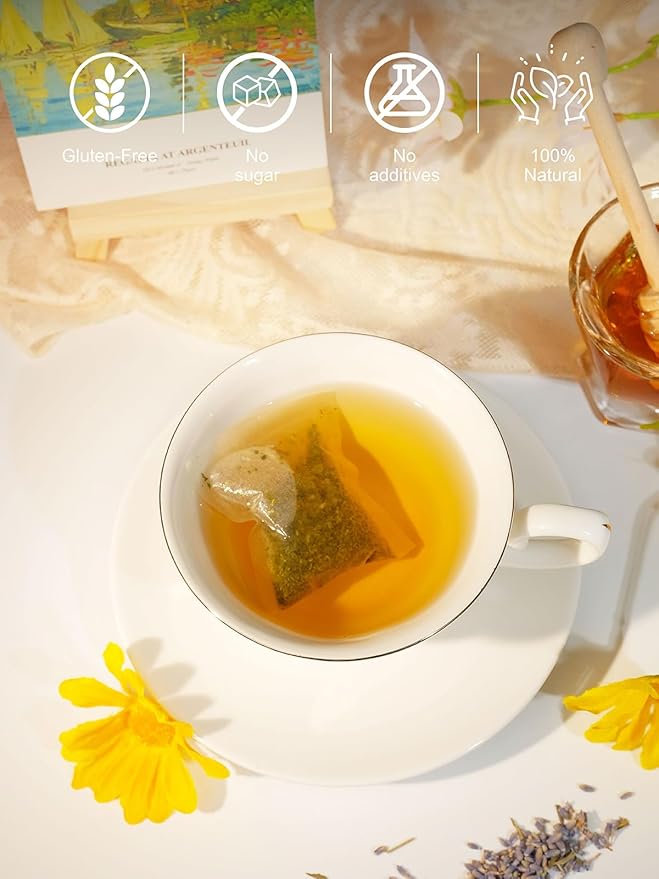 TeeLux Chamomile Lavender Tea Bags, Chamomile & Lavender & Lemon Balm Herbal Tea, Caffeine Free, Soothing & Delightful Aroma, 100 Count