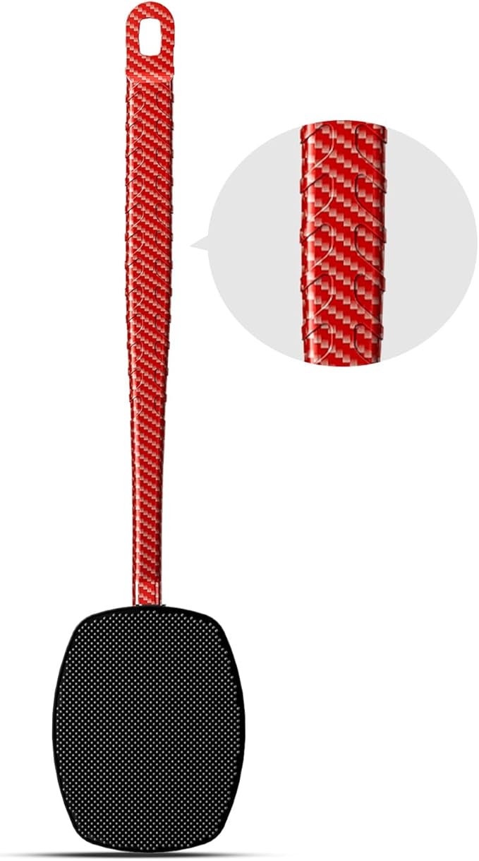 New Carbon Fiber- Red Silicone Back Scrubber for Shower, Back Shower Brush with Long Handle Back Scrubber for Men and Women
