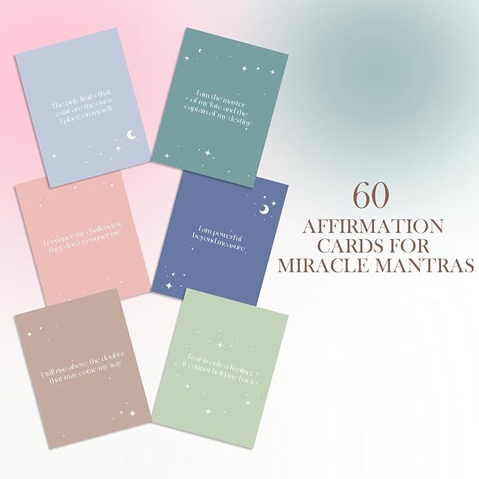 XKDOUS Affirmation Cards for Women, 60 Positive Affirmations Cards, Perpetual Calendar, Motivational Cards with Miracle Mantras, Birthday Inspirational Friendship Gifts for Women, Desk Accessories