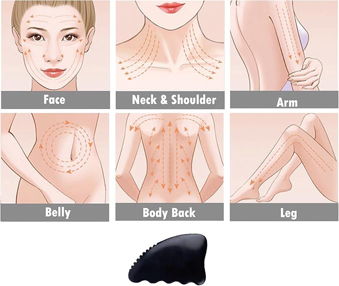 LLY Multifunctional Scraping Massage Tools. Natural Black sibin bian Stone. Beauty & Health Care,Relieve Wrinkles,Muscle and acupoint Massage (Knife Shaped Scraping Massager)