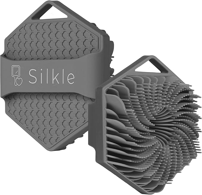 Silicone Body Scrubber - Exfoliating Bath Brush and Skin Cleanser - Shower Sponge for Gentle Body Scrub and Wash - Silicone Scrubbing Care Tool for a Refreshed and Renewed You - Gray
