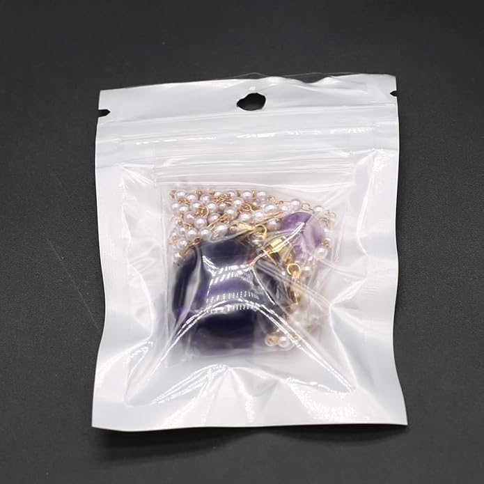 1pcs Natural Amethyst Stone Perfume Bottle Pendant Pearl Bead Chain Rectangle Heart Necklace for Women Jewelry Free Accessory Glasses