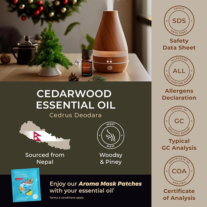 Gya Labs Cedarwood Essential Oil - 0.34 Fl Oz - for Hair, Skin, Diffuser, Aromatherapy & DIY Candle Making Scent