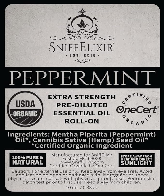 Peppermint Essential Oil Roll On with Hemp Seed Oil, Essential Oils Peppermint to Ease Headaches & Migraine, Used as Headache Stick, Oil Roller - Aromatherapy Gifts for Women and Men