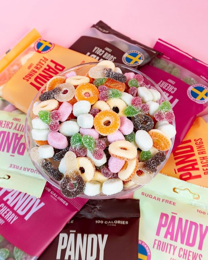 PANDY, Swedish Sugar Free Candy, Variety Pack (1.8 Ounce Bags, Pack of 4) - Healthy, Keto Gummy Candy, Low Calorie Sweets