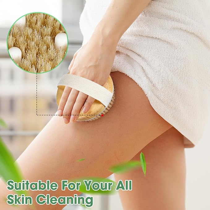 Gejoy 20 Pcs Dry Brushing Body Brush Exfoliating Brush with Massage Nodule Dry Skin Body Scrubber for Shower Bath Back Circulation Improvement Dead Skin Exfoliator (4.3 x 4.3 Inches,Wood Color)