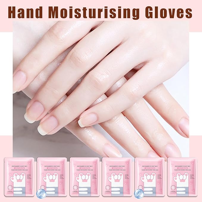 6 Pairs Hand Mask for Dry Cracked Hands,Nourishing Moisturizing Gloves,Hands Moisturizer for Deep Moisturizing,Silky Smooth Moisturizing Gloves,Hand Care Mask Set(D)