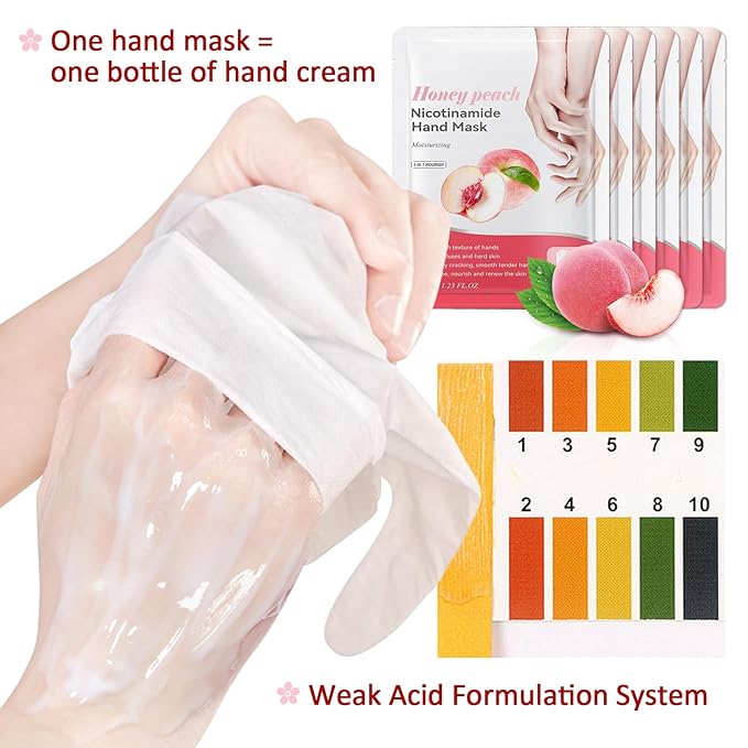 Hand Masks Moisturizing Gloves,6 Pairs Hydrating Hand Peel Masks Gift Set for Dry Cracked Hands Care,Long-lasting and Non-greasy Hand Moisturizer Gloves for Women G