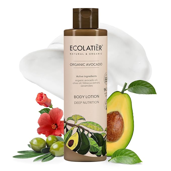 Body Lotion with Organic Avocado – Deep Nutrition, 96.3% Natural, Vegan Moisturizer with Avocado & Olive Oils, Hydrating Lotion for Dry Skin, 8.5 Fl Oz - ECOLATIER