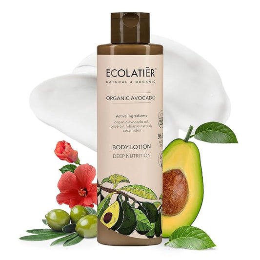 Body Lotion with Organic Avocado – Deep Nutrition, 96.3% Natural, Vegan Moisturizer with Avocado & Olive Oils, Hydrating Lotion for Dry Skin, 8.5 Fl Oz - ECOLATIER