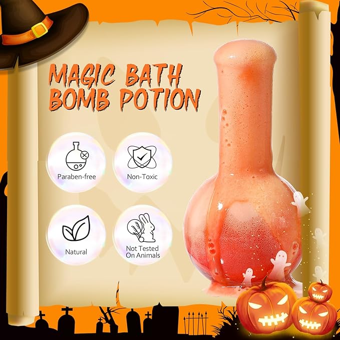 MeCids Magic Potion Bubble Bath Bombs for Kids -Bath Color Tablets Bath Potions for Toddlers Ages 4-12 Fun Science Kit Gift for Birthday, Halloween,Christmas- 6 Pack (Shaped Gems & Stars)
