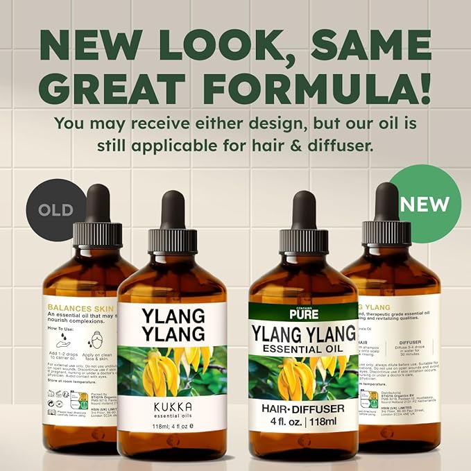 KUKKA Ylang-Ylang Essential Oils - 4 Fl Oz - for Hair, Skin, Diffuser, Aromatherapy & DIY Soap Making Scent