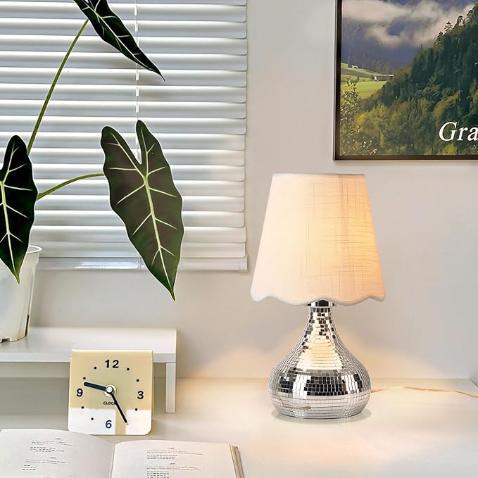 Disco Small Table Lamp for Bedroom, Funky Lamp Ball Lamps for Kitchen Counter, Mini Morden Table Lamps for Small Spaces, Small Funky Table Lamp for Nightstand Desk Lamp, Living Room