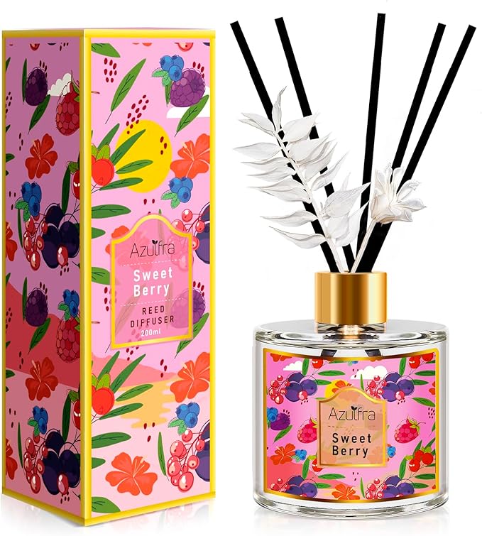 Reed Diffuser for Home, 6.7oz Sweet Berry Scent Diffusers for Bathroom Air Freshener, Aromatherapy Diffuser for Room Office and Desk Decor