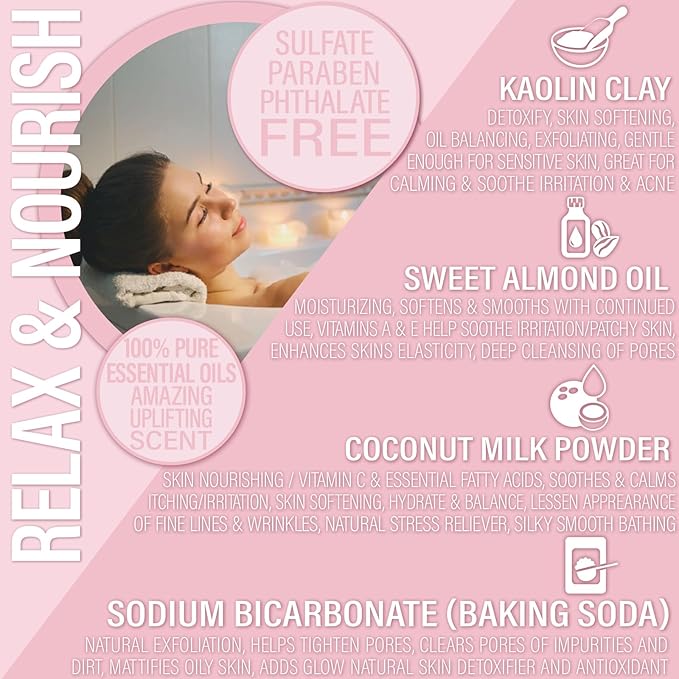 Luxiny Vegan Milk Bath Soak Made with Moisturizing Coconut Milk Powder & Sweet Almond Oil for a Bath Bomb Dust Soothing Fizz & Relaxing Soak, 8 oz. (Grapefruit Yang Yang)