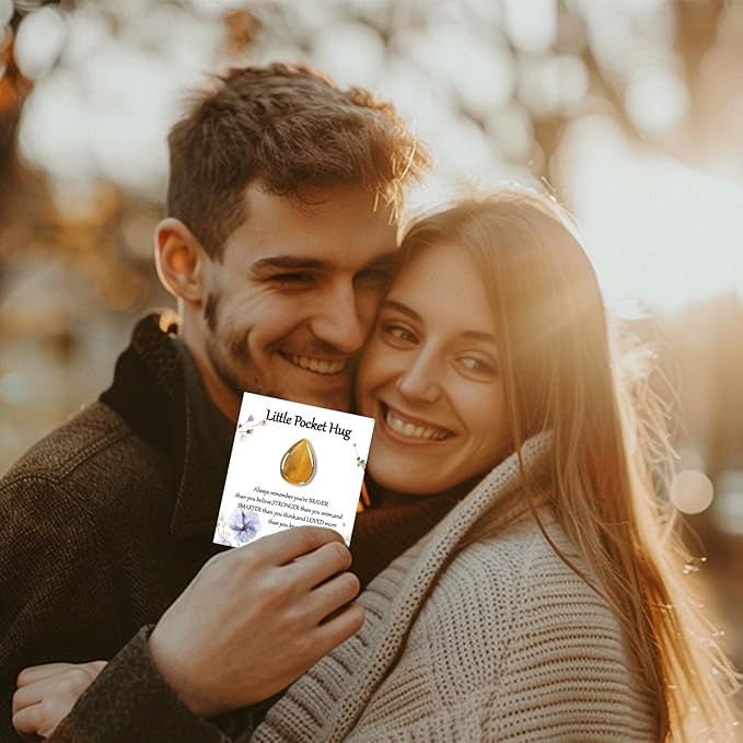 40 Sets Little Worry Stone Waterdrop Pocket Hug Token Gift Cards Keepsake Funeral Favors Encouragement Gifts for Women Adults Party Favors