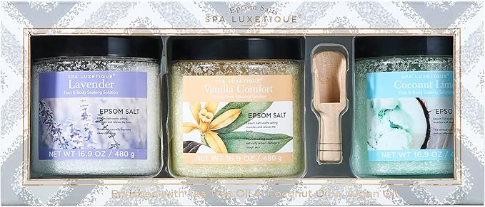Bath Salts for Soaking, Spa Luxetique Epsom Salts Gifts Set for Women, 3.17lbs Bath Salts for Women, Epsom Salts for Soaking, Mother's Day Christmas Gifts for Woman Mom