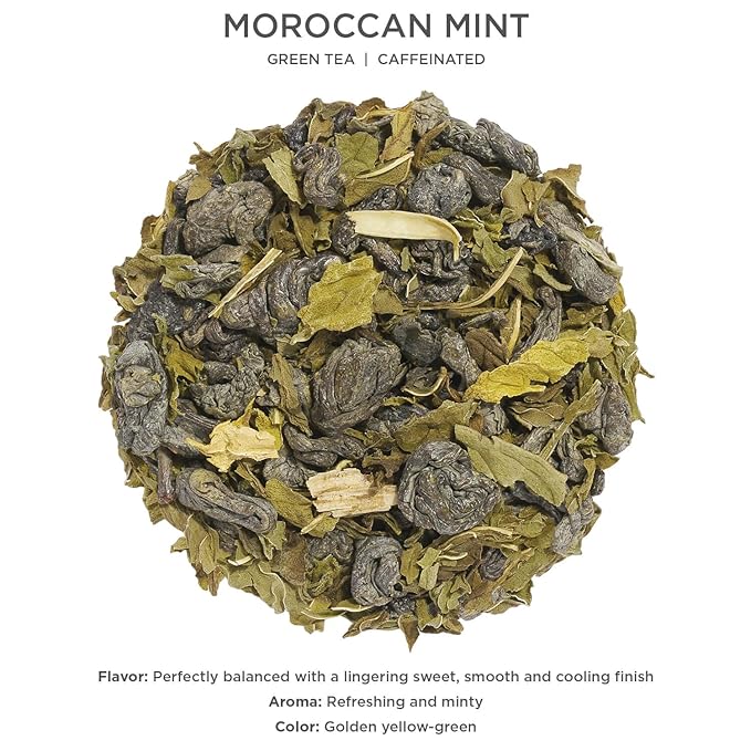 Tea Forte Moroccan Mint Premium Loose Leaf Caffeinated Green Tea Blend Canister, Makes 35-50 Servings