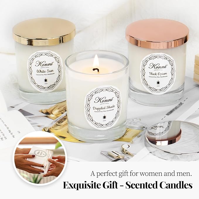 KONNI Scented Candles,Jar Candle,Aromatherapy Candle, Soy Wax Candles,7.4oz,40H Burn Time, Candle Gift for Women & Men Christmas Birthday Mom Best Friends(Dappled Shade)