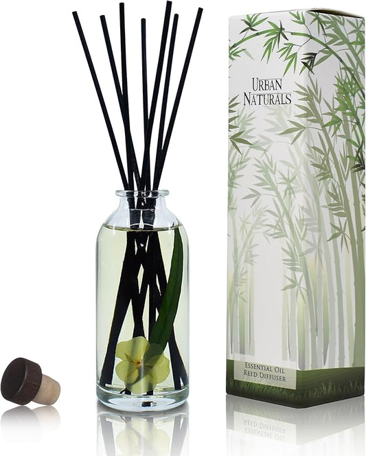 Urban Naturals Lemongrass Verbena Reed Diffuser Scented Sticks Set | (Refresh + Renew) Mind & Body Aromatherapy Collection | Essential Oil Botanical Room Scent