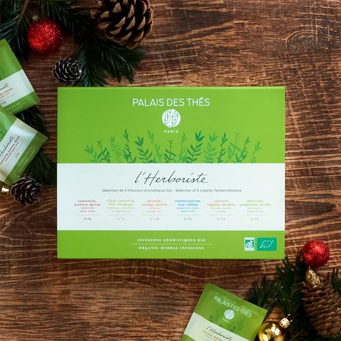 Palais des Thés - Organic L'Herboriste Box - Selection of 36 Premium Herbal Teas - Premium Tea Bags Set, Serves 36 Cups