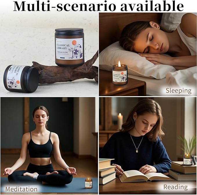 Classical Library Candle,Book Lovers Gifts,8 oz 40 Hours Burn Soy Wax Candle Gift for Readers Birthday Gifts for Book Lovers,Librarian