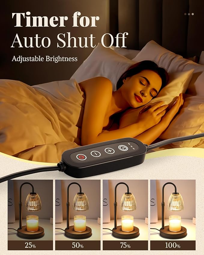 2 Pack Dimmable Candle Warmer Lamp with Timer Adjustable Height, Birthday Gifts for Women, Home Decor House Warming Gift for Mom, Modern Electric Wax Melt Warmer for Scented Jar Candles