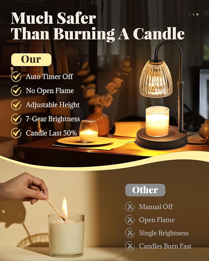 2 Pack Dimmable Candle Warmer Lamp with Timer Adjustable Height, Birthday Gifts for Women, Home Decor House Warming Gift for Mom, Modern Electric Wax Melt Warmer for Scented Jar Candles