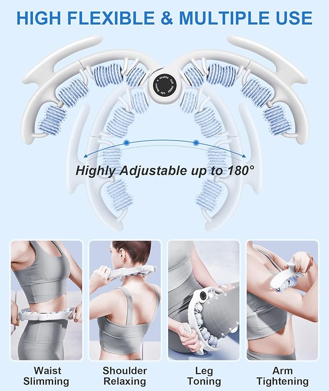 KESHWELL Muscle Massage Roller, Cellulite Remover Massager, Leg Massage Roller for Deep Tissue Relax. Fitness Massage Tool for Arm,Leg,Thigh,Neck,Back,Tennis Elbow.with Removable Handles. Blue