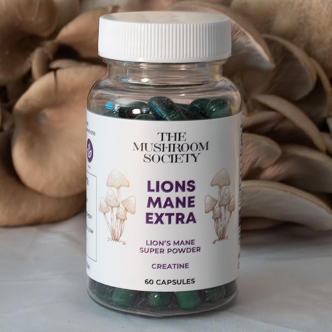 Lion’s Mane Extra Supplement - 1000 mg Lion’s Mane + 1000 mg Creatine – Mental & Physical Energy, Clarity & Performance - 60 Vegan Capsules