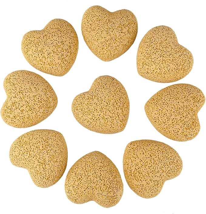 rockcloud Yellow Lava Rock Stone Heart Shape Pocket Stones Dyed Lava Rocks Aromatherapy Essential Oil Diffuser Set, 0.9 Inch, 10 Pcs