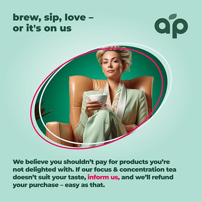 AprikaLife - Focus and Concentration Herbal Tea 100% Natural Herbal Tea Created by Herbalists - Yerba-Mate, Lemon Balm, Ginko Biloba, Thyme, Rosemary. Improves Attention & Energy – 60 Bags