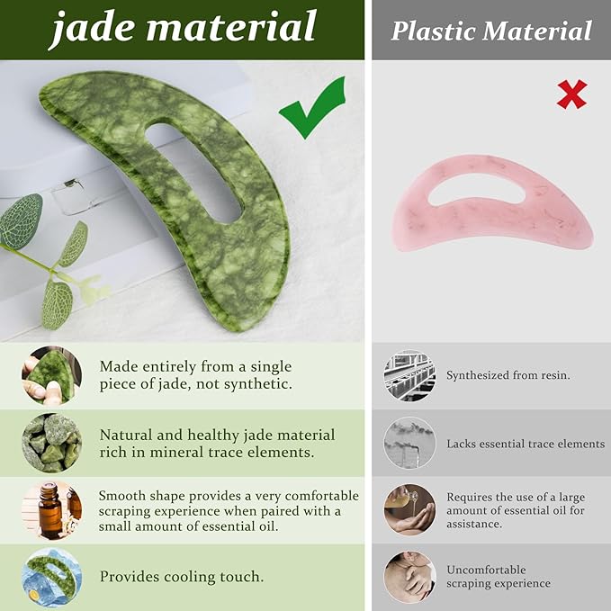 ideayard Large Jade Stone Gua Sha Massage Tool, Scraping Tool for Lymphatic Drainage, Body Sculpting for Muscle Scraping & Cellulite Reduction